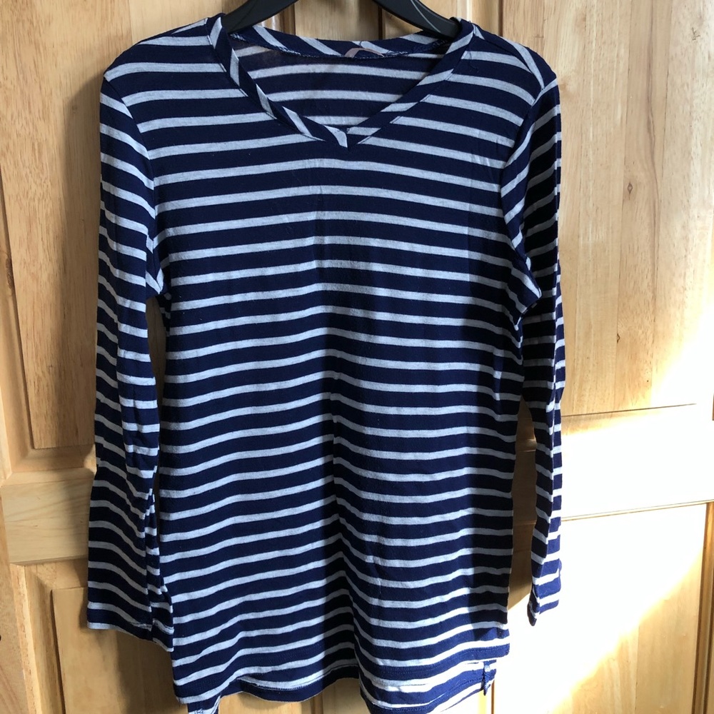 Cute Stripped Long Sleeve Navy Shirt
